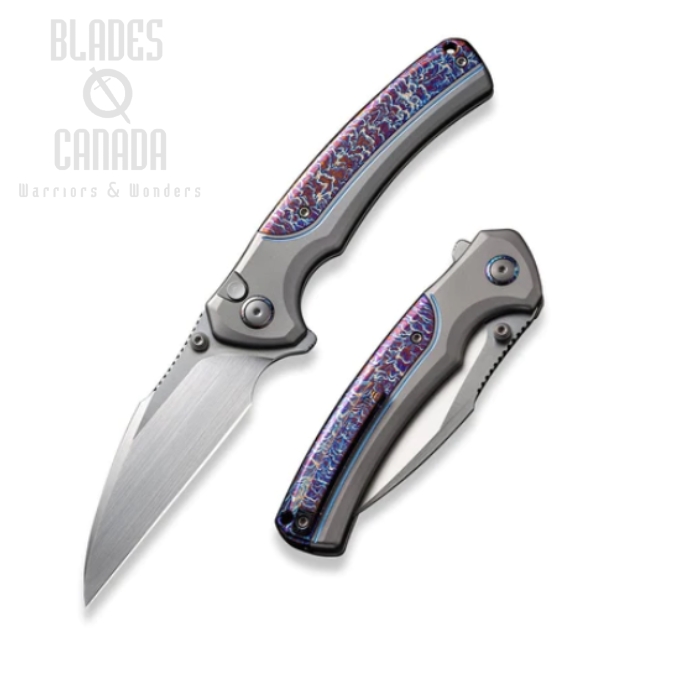WE Knife Ziffius Flipper Button Lock Knife, Ltd Edition, CPM 20CV, Titanium Flame, 22024D-4