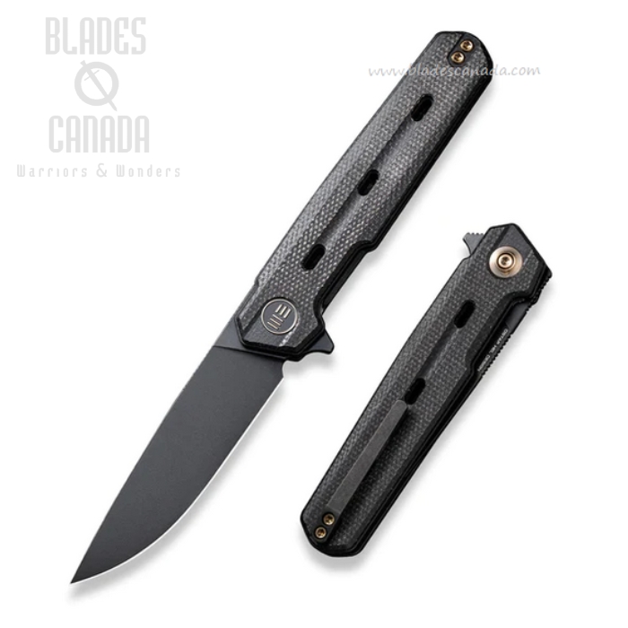 WE Knife Navo Flipper Folding Knife, CPM 20CV Black SW, Micarta Black, WE22026-1 WE Knife Navo Flipper Folding Knife, CPM 20CV Black SW, Micarta Black, WE22026-1