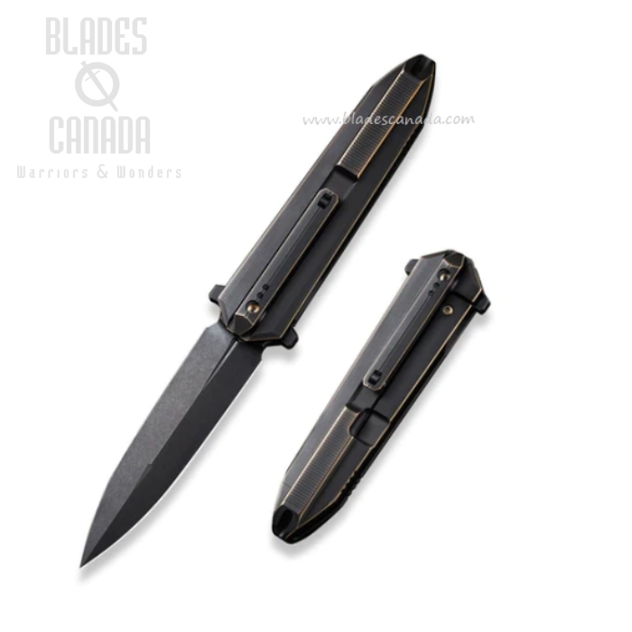 WE Knife Diatomic Flipper Framelock Knife, CPM 20CV, Titanium Bronze/Black, WE22032-1