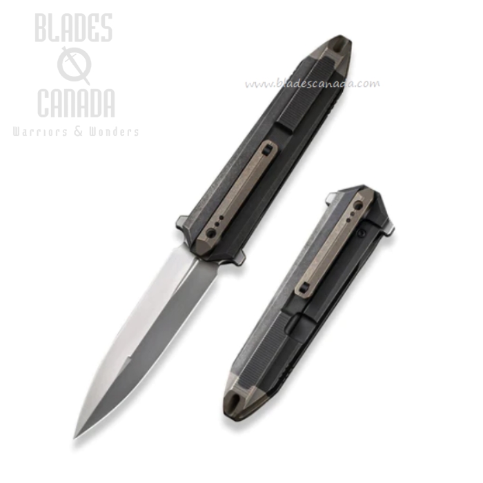 WE Knife Diatomic Flipper Framelock Knife, CPM 20CV, Titanium Black, WE22032-3