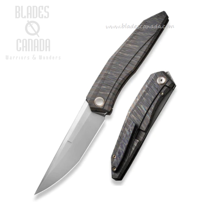 WE Knife Cybernetic Flipper Framelock Knife, Limited Edition, Flamed Titanium Tiger Stripe, 22033-3