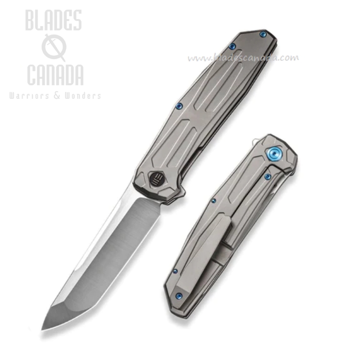 WE Knife Shadowfire Flipper Framelock Knife, CPM 20CV Satin, Titanium Gray, 22035-2