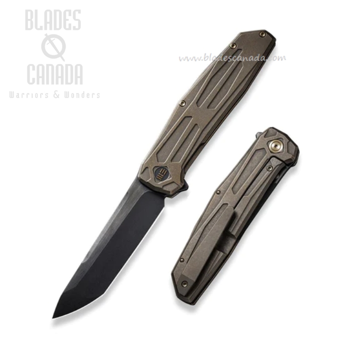 WE Knife Shadowfire Flipper Folding Knife, CPM 20CV Black SW, Titanium Bronze, 22035-3