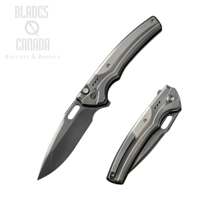 WE Knife Exciton Flipper Button Lock Knife, Ltd Edition, Gray CPM 20CV, Titanium, WE22038A-7