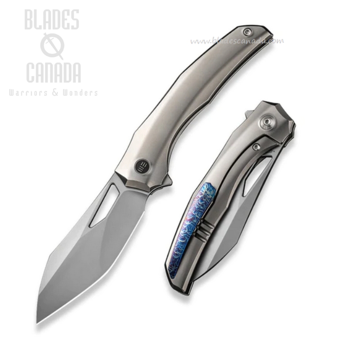 WE Knife Ignio Flipper Framelock Knife, CPM 20CV, Titanium Silver, WE22042B-4