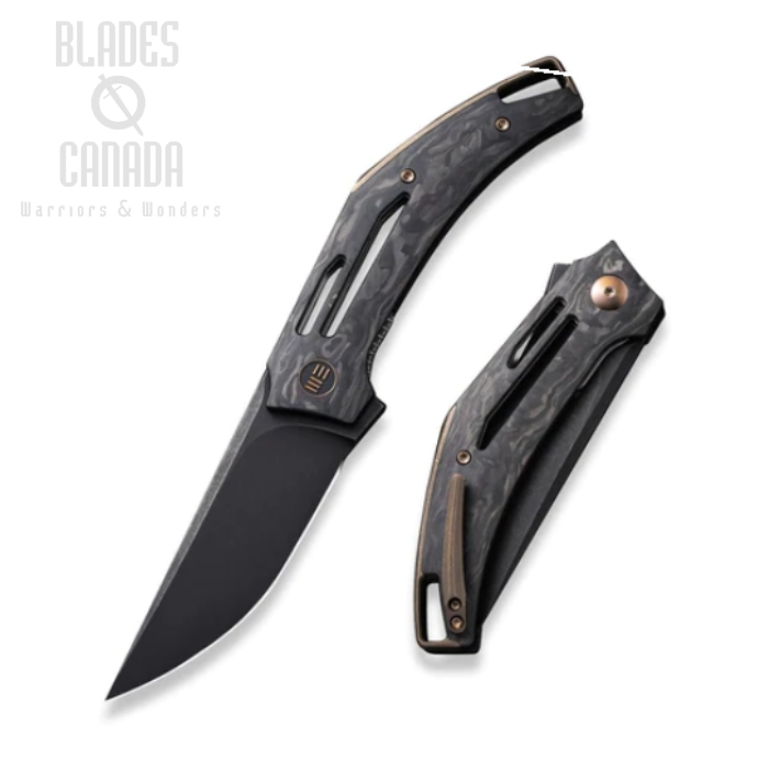 WE Knife Flipper Folding Knife, CPM 20CV Black, Carbon Fiber Shredded, WE22045B-2