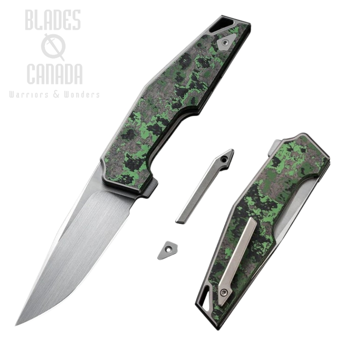 (image for) WE Knife OAO Flipper Folding Knife, CPM 20CV, Titanium Jungle Wear Camo, 23001-3