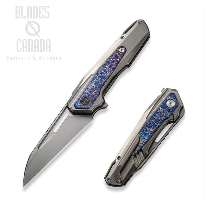 WE Knife Falcaria Flipper Framelock Knife, CPM 20CV Beadblast, Flamed Titanium, WE23012B-1