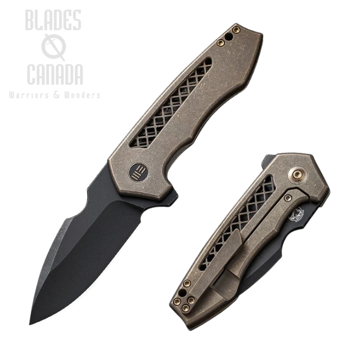 WE Knife Harpen Flipper Folding Knife, CPM 20CV Black SW, Titanium Bronze, 23019-3