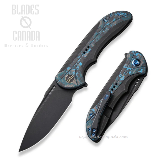 WE Knife Equivik Flipper Framelock Knife, CPM 20CV Black, Titanium/Carbon Fiber, 23020-4