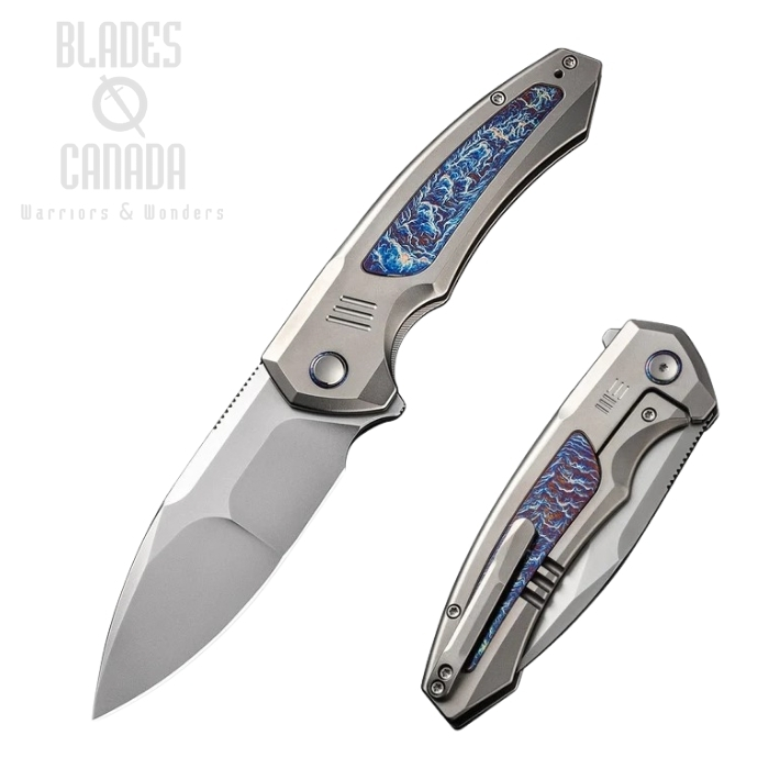 WE Knife Hyperactive Flipper Folding Knife, Vanax Steel, Titanium Flamed, 23030-1