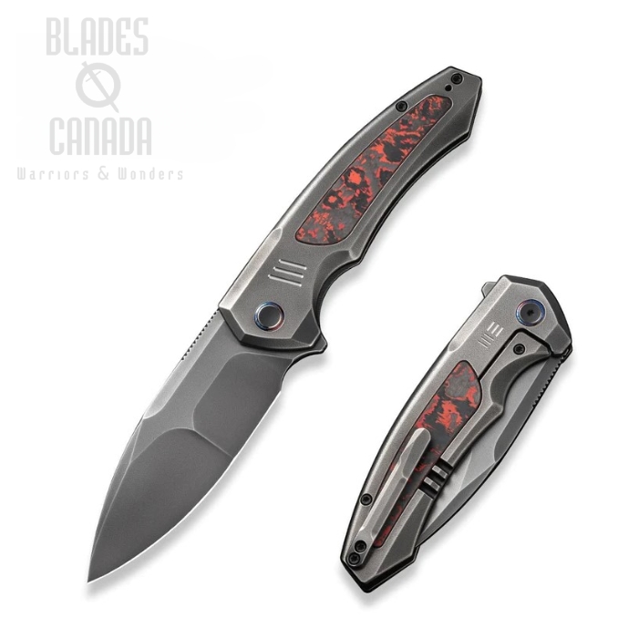 WE Knife Hyperactive Flipper Folding Knife, Vanax Steel, Titanium/Lava Flow CF, 23030-2