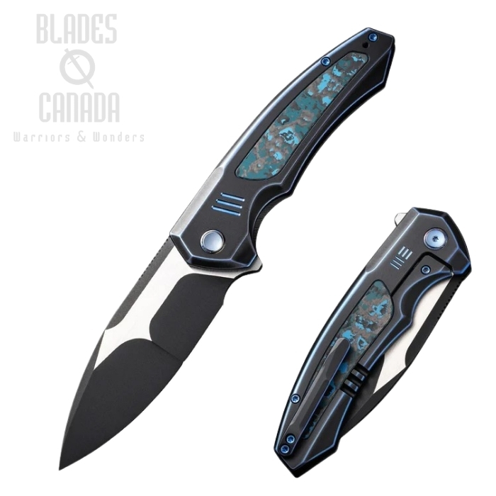 WE Knife Hyperactive Flipper Folding Knife, Vanax Steel, Arctic Storm CF/Titanium, 23030-3