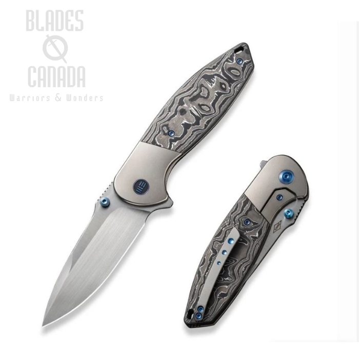 WE Knife Nitro OG Flipper Framelock Knife, CPM 20CV, Titanium/Foil CF, WE23035-3