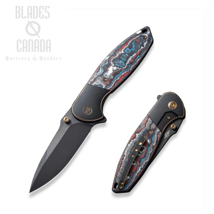 WE Knife Nitro OG Flipper Framelock Knife, Black CPM 20CV, Titanium/Nebula Fat CF, WE23035-4