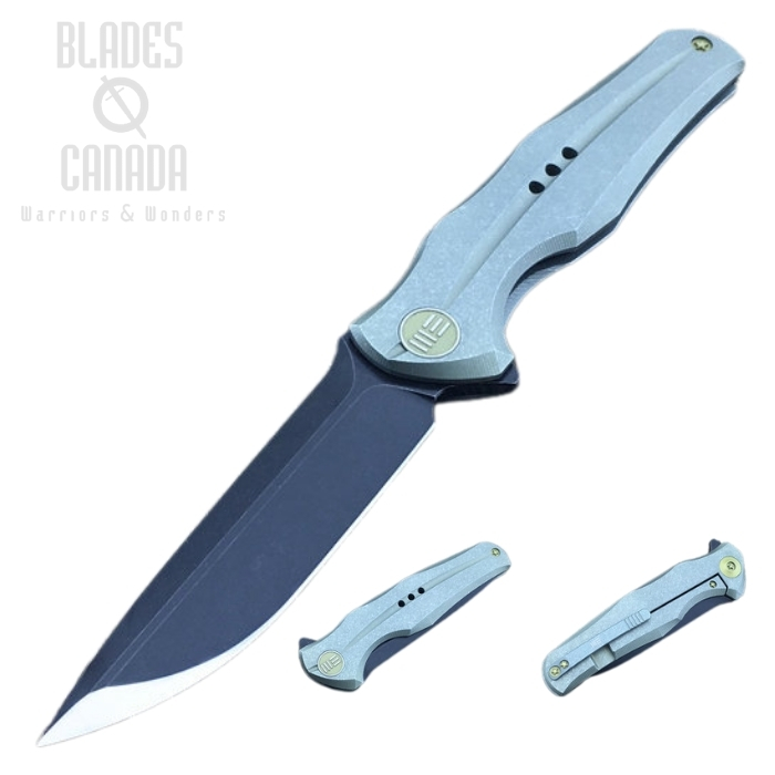 (image for) We Knife 601C Flipper Framelock Knife, S35VN Matte Black, Titanium Green, 601C
