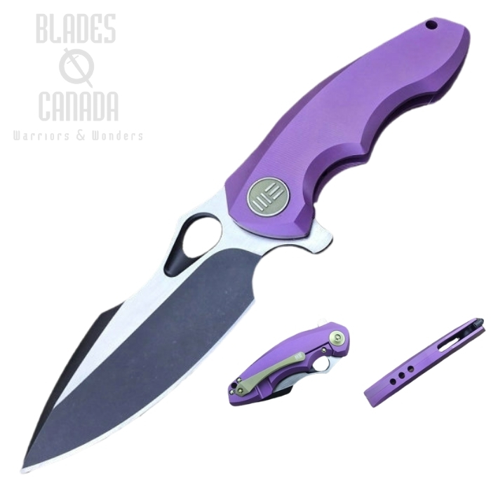 (image for) WE Knife 605A Flipper Framelock Knife, S35VN Blackwash, Titanium Purple, WE605A