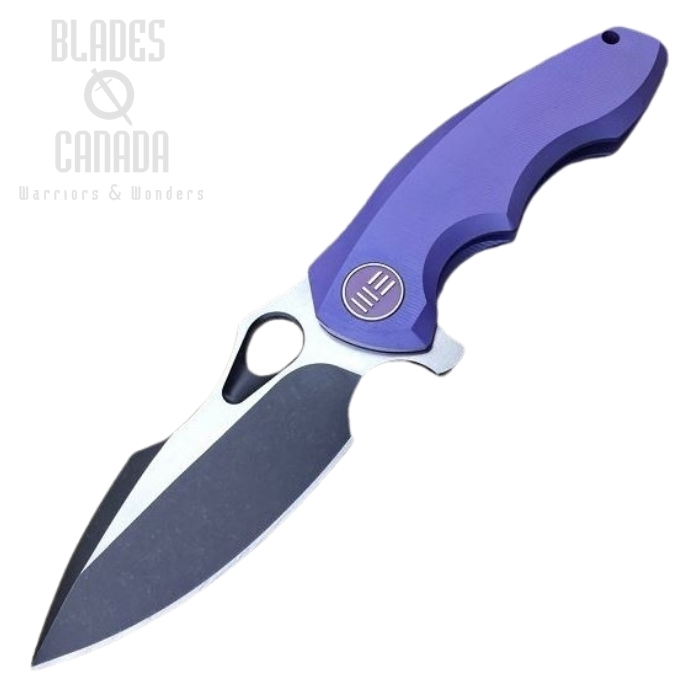 (image for) WE Knife 605B Flipper Framelock Knife, S35VN Blackwash Two-Tone, Titanium Blue, WE605B