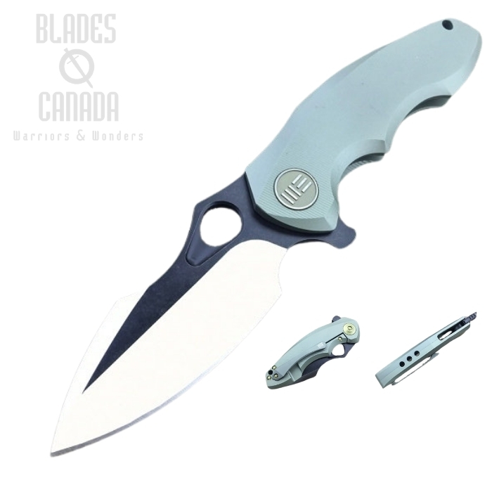 (image for) WE Knife 605I Flipper Framelock Knife, S35VN Two-Tone, Titanium Green, WE605I