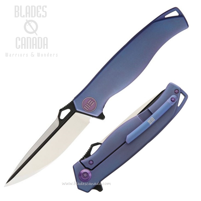 (image for) WE Knife 606A Flipper Framelock Knife, S35VN Two-Tone, Titanium Blue, WE606A