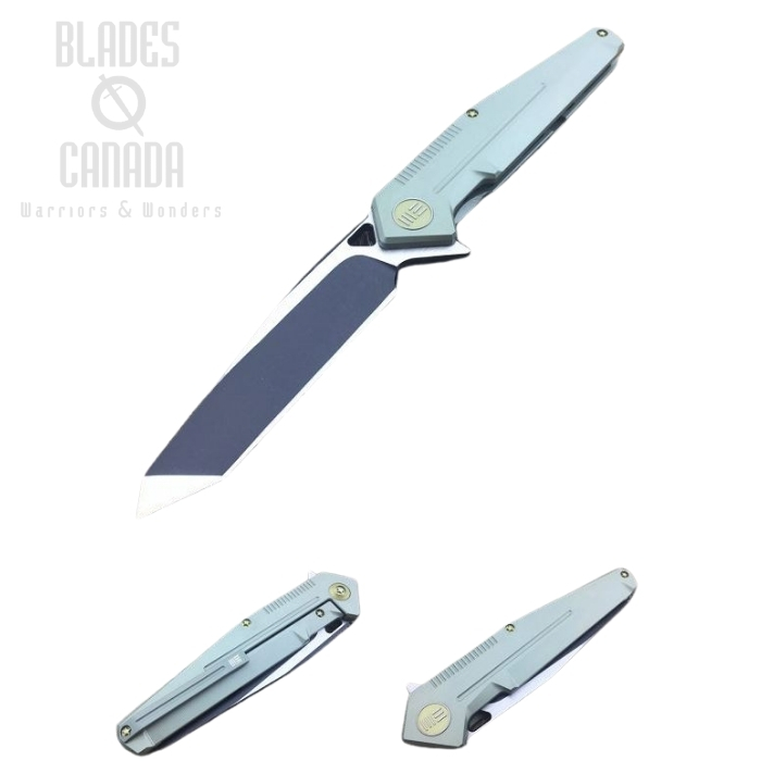 (image for) WE Knife 610E Flipper Framelock Knife, S35VN Tanto, Titanium Green, 610E