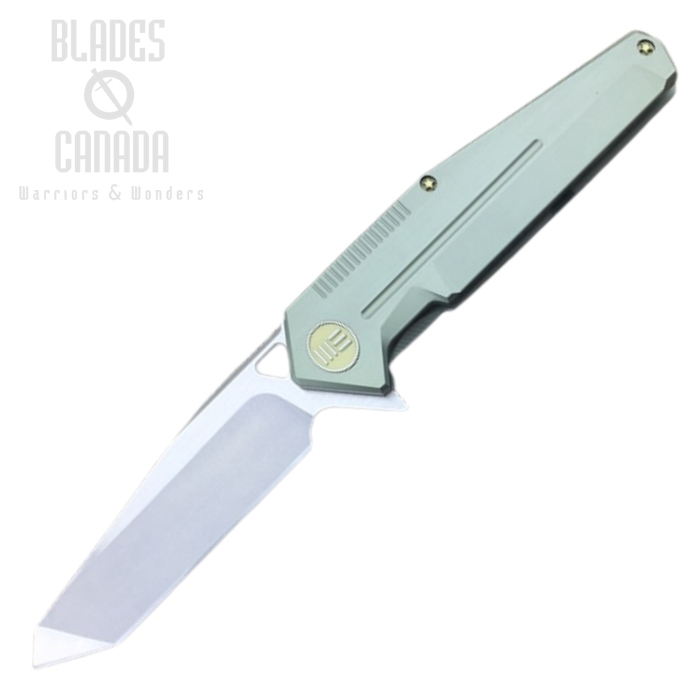 (image for) WE Knife 610F Flipper Framelock Knife, S35VN Tanto Satin, Titanium Green, 610F