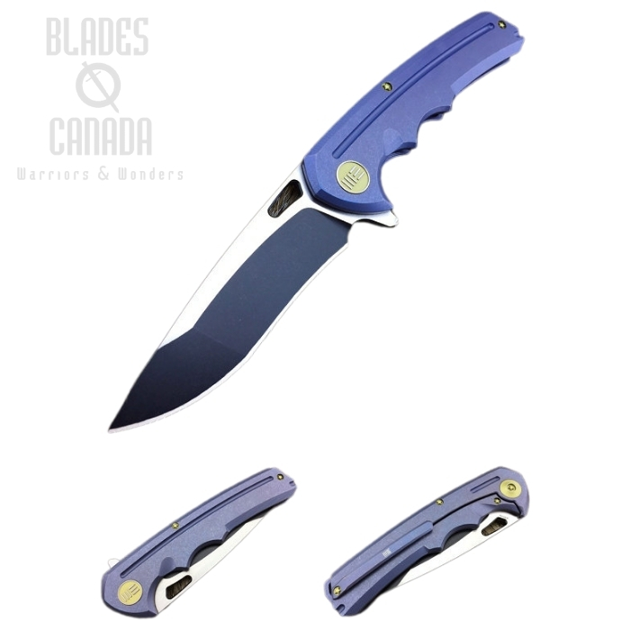 WE Knife 611C Flipper Framelock Knife, S35VN Two-Tone, Titanium Blue, 611C