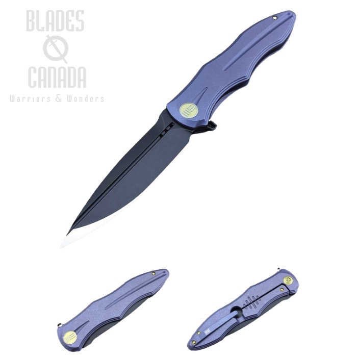 (image for) We Knife 613A Flipper Framelock Knife, M390 Black, Titanium Blue, 613A