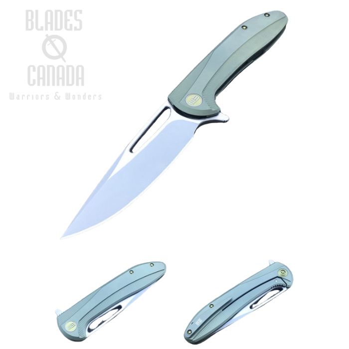 WE Knife 615F Flipper Framelock Knife, S35VN Satin, Titanium Green, 615F (image for) WE Knife 615F Flipper Framelock Knife, S35VN Satin, Titanium Green, 615F