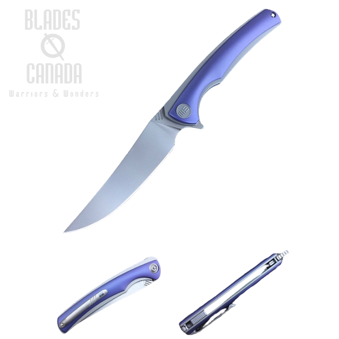 We Knife 704B Flipper Folding Knife, M390, Handrubbed Titanium Blue, WE704B (image for) We Knife 704B Flipper Folding Knife, M390, Handrubbed Titanium Blue, WE704B
