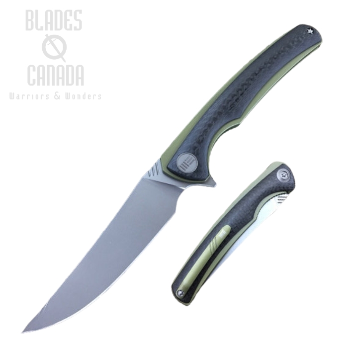 (image for) WE Knife 704CFD Flipper Folding Knife, M390, Titanium Gold/Carbon Fiber, WE704CFD