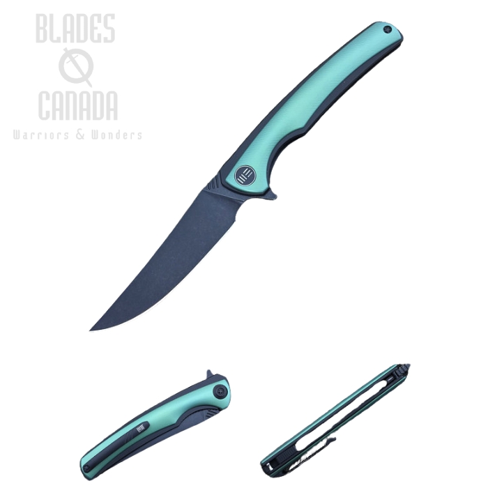(image for) WE Knife 704H Flipper Folding Knife, M390 Black, Titanium Green, 704H