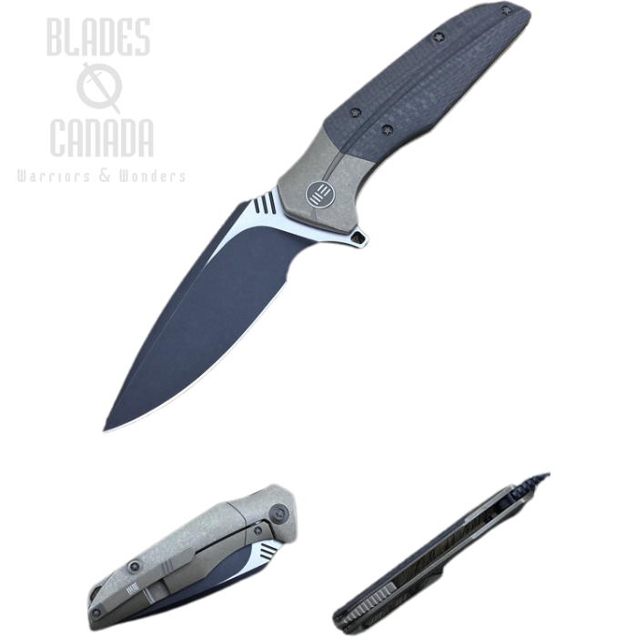 (image for) WE Knife Nitida Flipper Framelock Knife, S35VN Black SW, Titanium/Carbon Fiber, WE707C