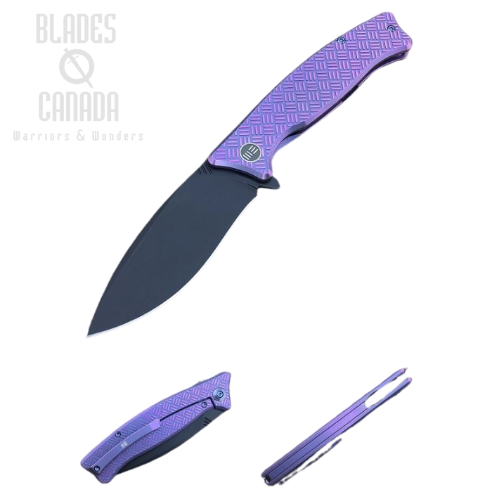 (image for) WE Knife Balaenoptera Framelock Folding Knife, M390 Black, Titanium Purple, 712A