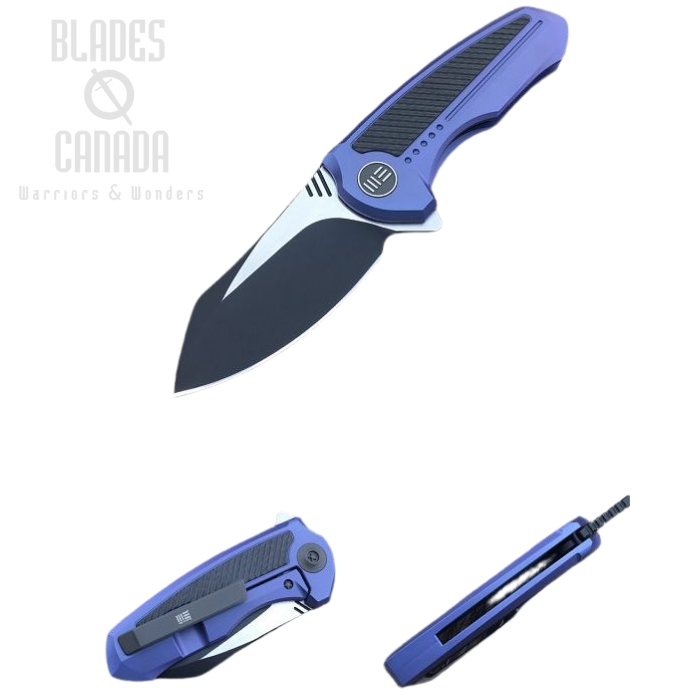 (image for) WE Knife Valiant Flipper Framelock Knife, S35VN Black SW, Titanium Blue, WE717C