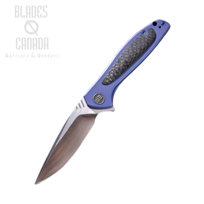 WE Knife Wisp Flipper Framelock Knife, S35VN, Carbon Fiber/Titanium Blue, 805B