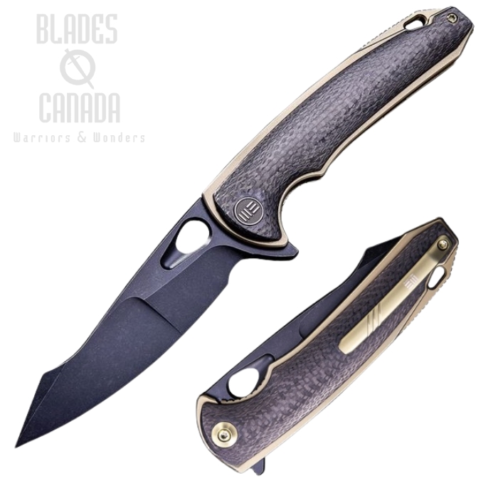 (image for) WE Knife Yucha Flipper Folding Knife, S35VN Black, Carbon Fiber/Titanium Gold, 810D