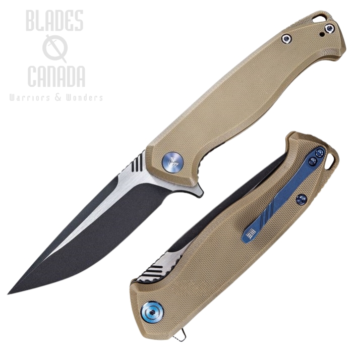 WE Knife Streak Flipper Folding Knife, M390 Black, G10 Tan, WE818A