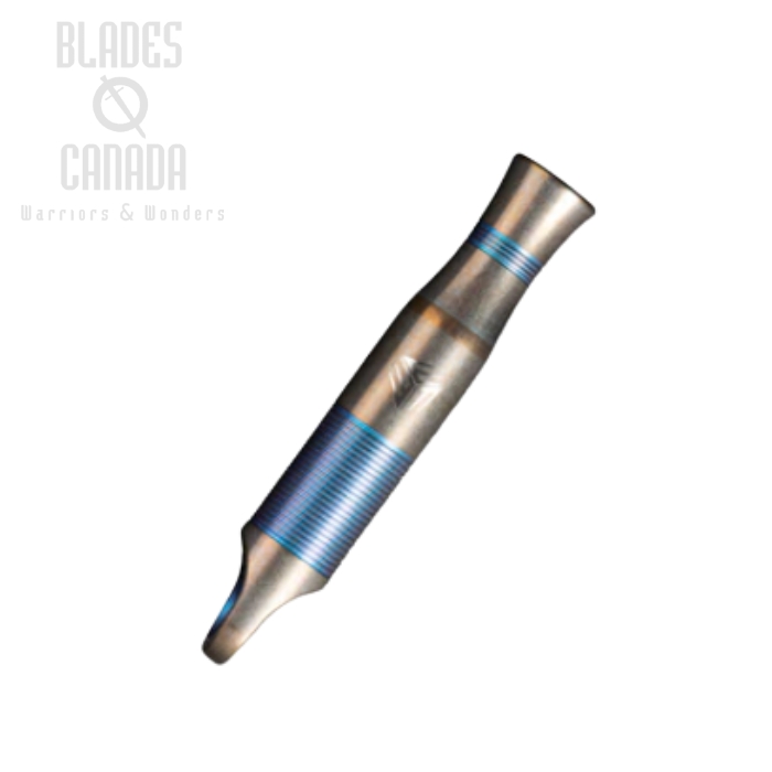 WE Knife A-05P Whistle, Titanium Blue w/Brown Paracord, A-05BP