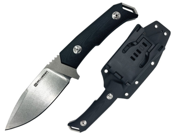 Willumsen Copenhagen Medium Despot Fixed Blade Knife, AUS8 SW, G10 Black, WLM005B