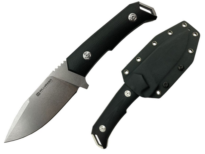 Willumsen Copenhagen Large Despot Fixed Blade Knife, AUS8 SW, G10 Black, WLM005LB