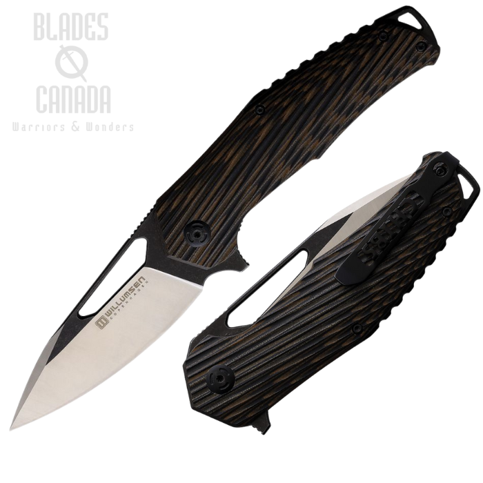 Willumsen Copenhagen Chibs Flipper Folding Knife, 14C28N Two-Tone, G10 Black/Tan, WLMCH21TTA