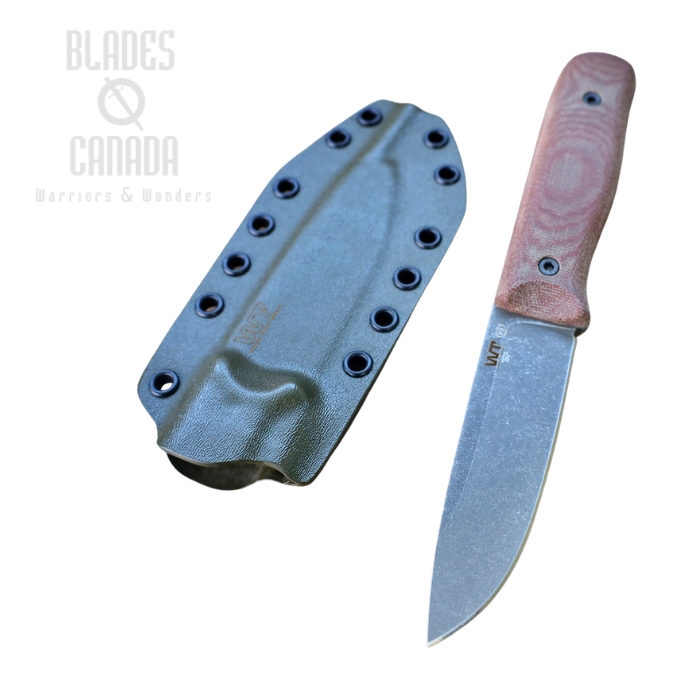 Work Tuff Gear Forester Gen 3 Fixed Blade Knife, K329 Dark Washed, Micarta Canvas, ODG Kydex Sheath (image for) Work Tuff Gear Forester Gen 3 Fixed Blade Knife, K329 Dark Washed, Micarta Canvas, ODG Kydex Sheath