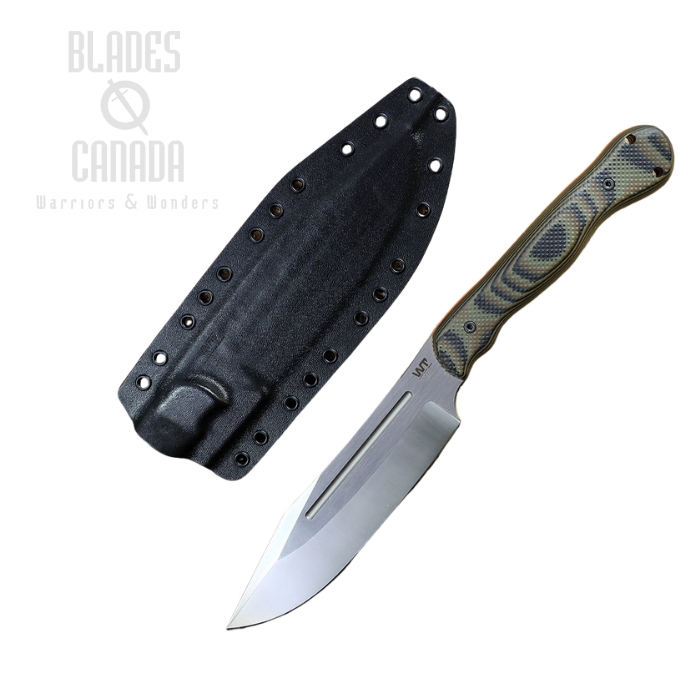 (image for) Work Tuff Gear JX Omega Fixed Blade Knife, K329 Satin Two-Tone, G10 Wilderness Camo w/Red Liner, Kydex Sheath