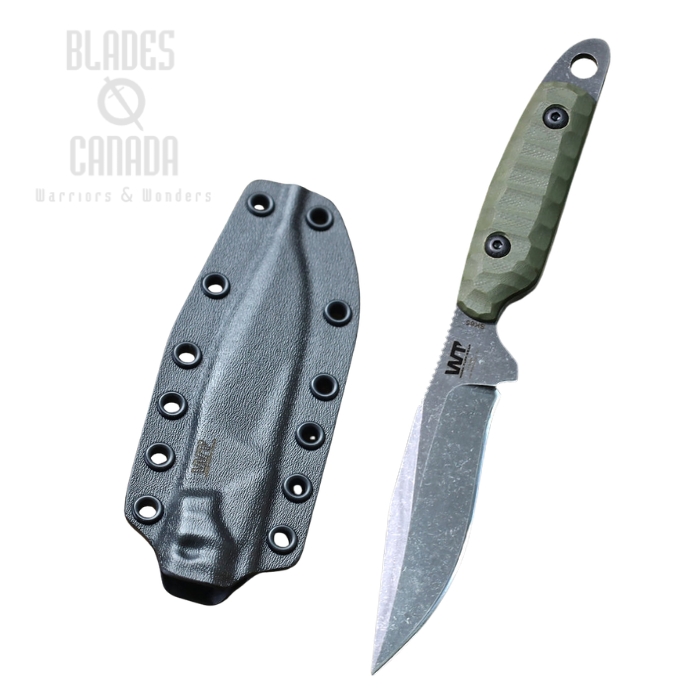 (image for) Work Tuff Gear Kitsune T Fixed Blade Knife, SK85 Acid Wash, G10 OD Green, Kydex Sheath