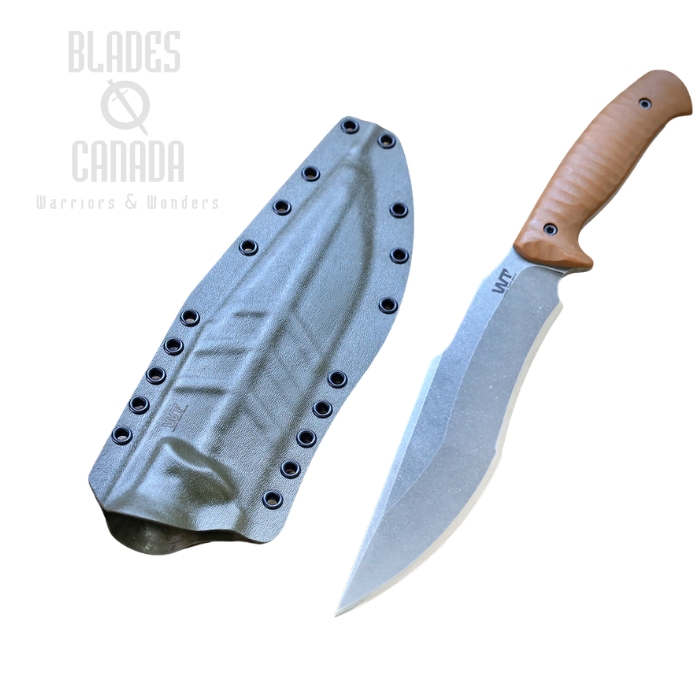 (image for) Work Tuff Gear Lanzeta-C Fixed Blade Knife, K329 Dark Washed, G10 Brown, OD Green Kydex Sheath