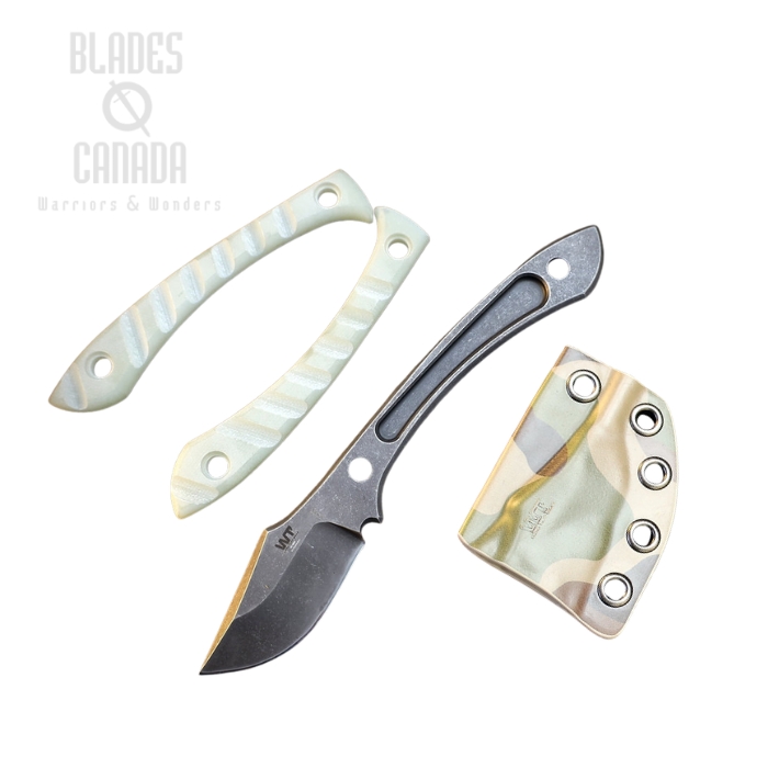 (image for) Work Tuff Gear Lightfoot Fixed Blade Knife, K329 Dark Washed, G10 Jade, Camo Kydex Sheath