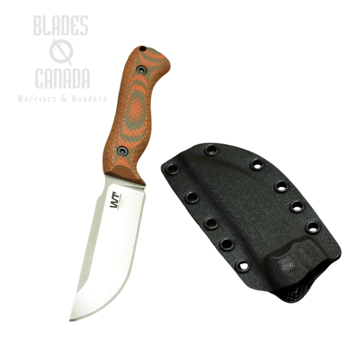 (image for) Work Tuff Gear Nomad Bushcrafter Fixed Blade Knife, K329 Satin, G10 Hunter Orange Gator, Kydex Sheath