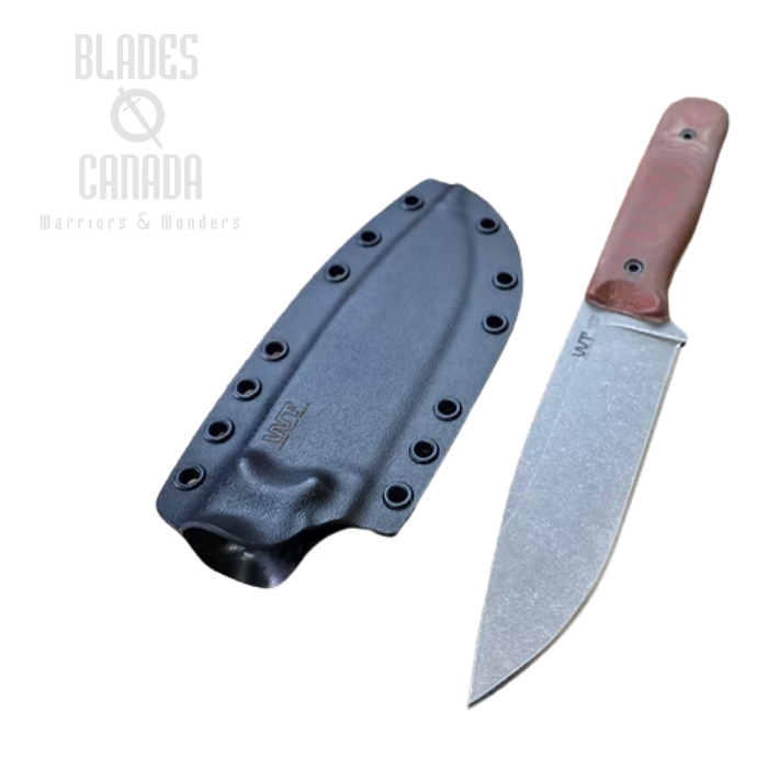 (image for) Work Tuff Gear Voyageur Gen 2 Fixed Blade Knife, K329 Dark Washed, Micarta Canvas, OD Green Kydex Sheath
