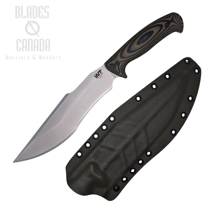 (image for) Work Tuff Gear Lanzeta-C Fixed Blade Knife, K329 Satin, G10 Bark Tree Camo, OD Green Kydex Sheath